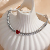 18K Light Snake Bone Chain Necklace with Zircon Crystal Choker