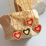 18K Light Stitching Heart Love Double-sided Pendant Necklace