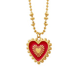 18K Light Stitching Heart Love Double-sided Pendant Necklace