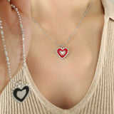18K Light Stitching Heart Love Double-sided Pendant Necklace