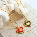 18K Light Stitching Heart Love Double-sided Pendant Necklace