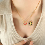 18K Light Stitching Heart Love Double-sided Pendant Necklace
