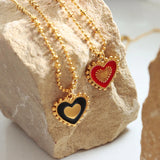 18K Light Stitching Heart Love Double-sided Pendant Necklace