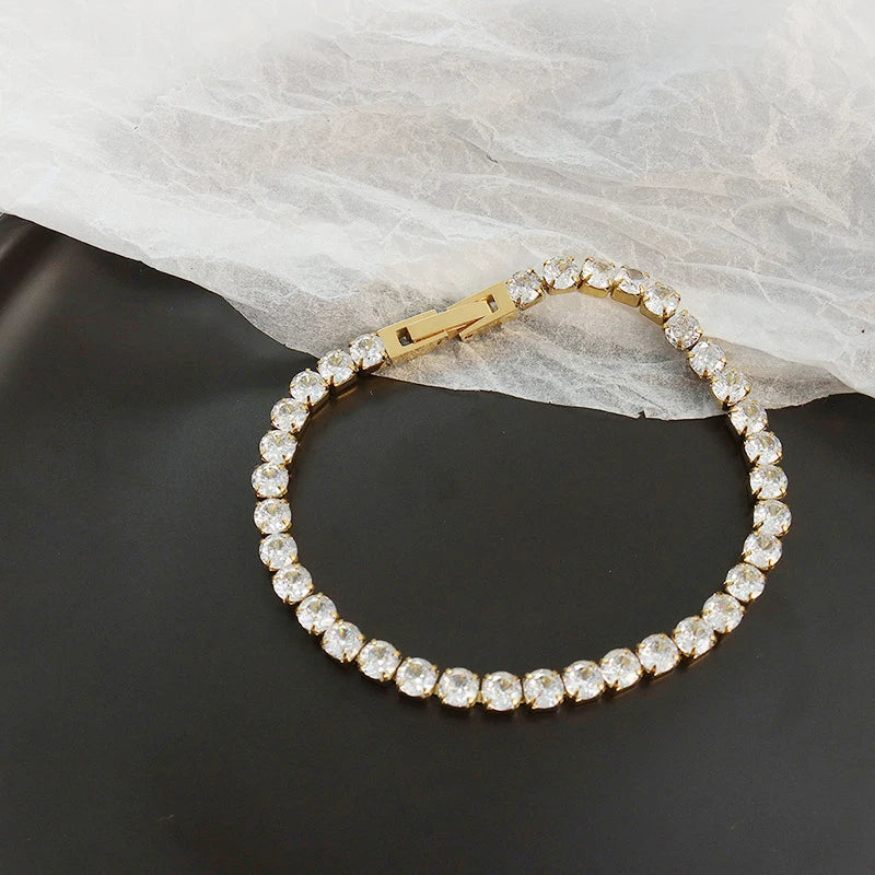18K Crystal Zircon Wrap Bracelet Lock Cuff Bangle