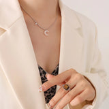 18K Light Sea Shell Zircon Clavicle Chain Necklace Pendant