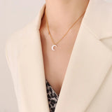 18K Light Sea Shell Zircon Clavicle Chain Necklace Pendant