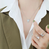 18K Zircon Inlaid Peach Heart Pendant Necklace for Female