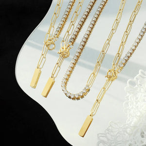 18K Light Zircon Stitching Clavicle Necklace Pendant Chocker
