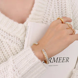 18K Light Zircon Geometry Bangle Bracelet Cuff Jewelry