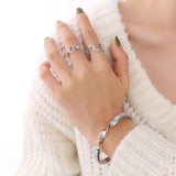 18K Light Zircon Geometry Bangle Bracelet Cuff Jewelry