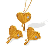 18K Zircon Inlay Pendant Necklace & Earrings Set