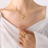 18K Zircon Inlay Pendant Necklace & Earrings Set