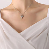18K Zircon Inlay Pendant Necklace & Earrings Set