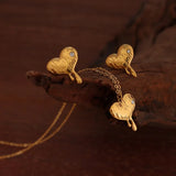 18K Zircon Inlay Pendant Necklace & Earrings Set