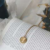 18K Male Lion Coin Chain Clavicle Necklace for Women