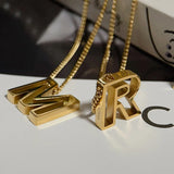 18K Alphabet Necklace Pendant Light Capital Letter Clavicle Chain Jewelry