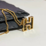 18K Alphabet Necklace Pendant Light Capital Letter Clavicle Chain Jewelry