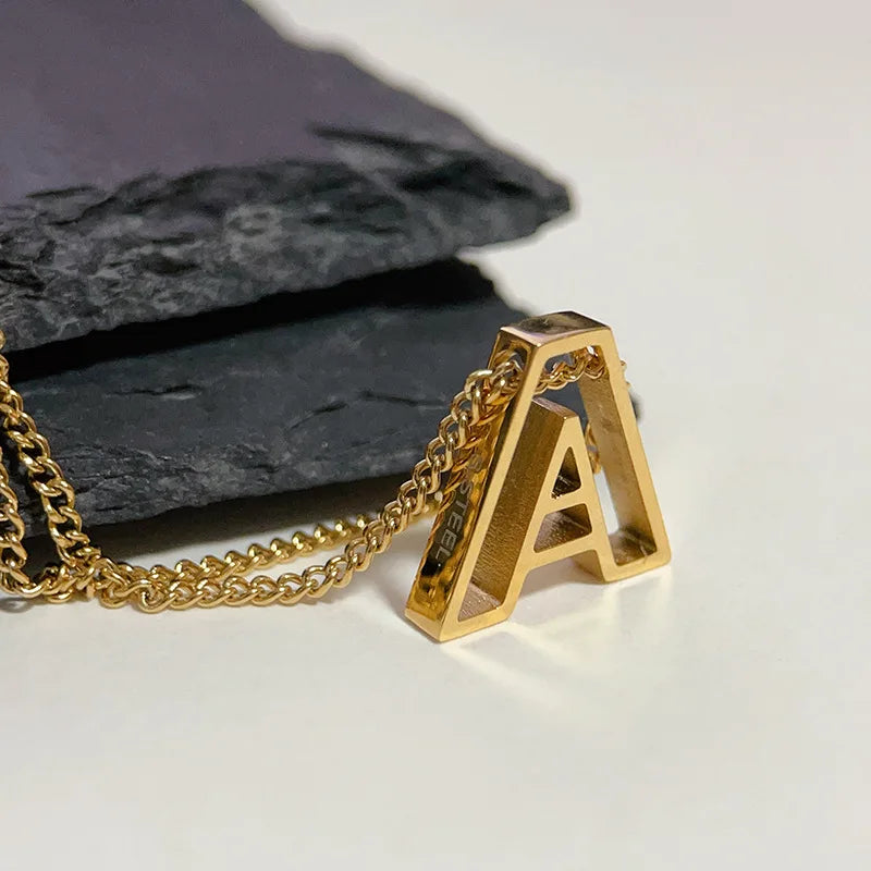 18K Alphabet Necklace Pendant Light Capital Letter Clavicle Chain Jewelry