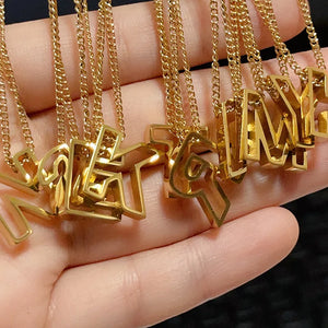 18K Alphabet Necklace Pendant Light Capital Letter Clavicle Chain Jewelry