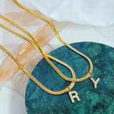 18K Minimalist 26 English Zircon Alphabet Pendant Necklace