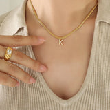 18K Minimalist 26 English Zircon Alphabet Pendant Necklace