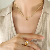 18K Minimalist 26 English Zircon Alphabet Pendant Necklace