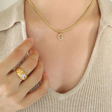 18K Minimalist 26 English Zircon Alphabet Pendant Necklace