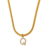 18K Minimalist 26 English Zircon Alphabet Pendant Necklace