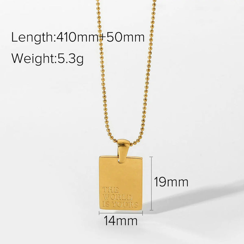 Minimalist Bead Chain Text Necklace - Clavicle Chain Jewelry