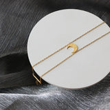 18K Double Layer Moon Bracelet Tin Foil Texture Crescent Moon Bangles