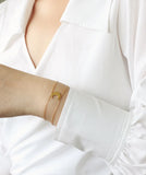 18K Double Layer Moon Bracelet Tin Foil Texture Crescent Moon Bangles