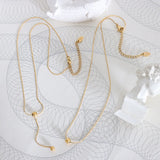 18K Double Layered Tassel Chain Necklace Pendant Jewelry Gift