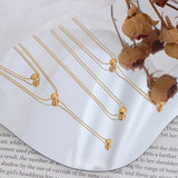 18K Double Layered Tassel Chain Necklace Pendant Jewelry Gift