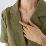 18K Double Layered Tassel Chain Necklace Pendant Jewelry Gift