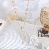 18K Double Layered Tassel Chain Necklace Pendant Jewelry Gift