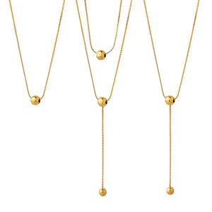18K Double Layered Tassel Chain Necklace Pendant Jewelry Gift