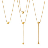 18K Double Layered Tassel Chain Necklace Pendant Jewelry Gift