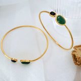 Minimalist Green Agate Bracelet Bangle for Women