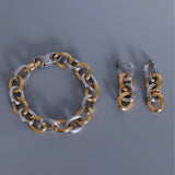 18K Minimalist Embossed Chain Bracelet Set For Women