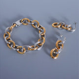 18K Minimalist Embossed Chain Bracelet Set For Women