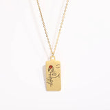 18K Minimalist Rose Crystal Zircon Clavicle Necklace for Women
