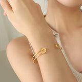 18K Minimalist Brooch Pin Bangle Bracelet Ring Set