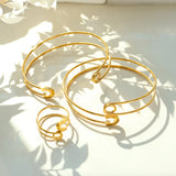 18K Minimalist Brooch Pin Bangle Bracelet Ring Set