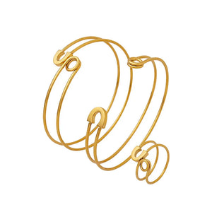 18K Minimalist Brooch Pin Bangle Bracelet Ring Set