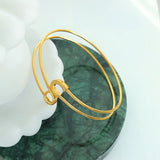 18K Minimalist Brooch Pin Bangle Bracelet Ring Set