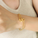 18K Minimalist Brooch Pin Bangle Bracelet Ring Set