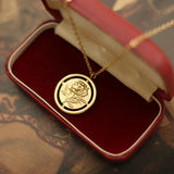 18K Flower Hollow Rose Circle Charm Choker Necklace