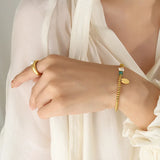 18K Freshwater Pearl Panel Bead Bracelet Crystal Stone Jewelry
