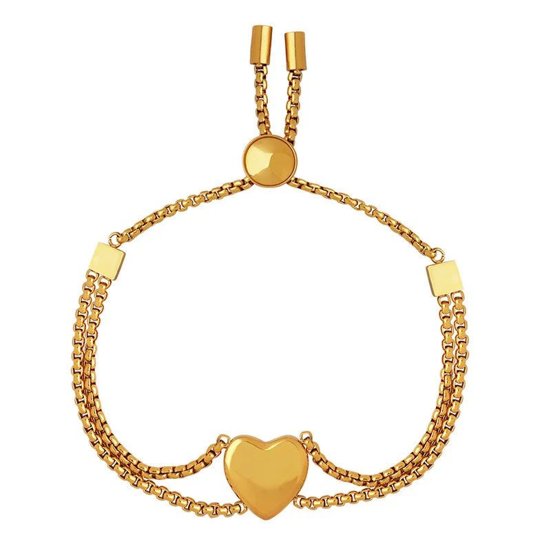 Minimalist Heart Double Pull Adjustable Bracelet