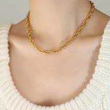 18K Minimalist Interlocking Thick Chain Necklace Set
